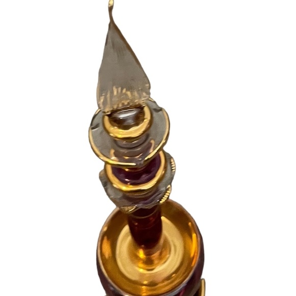 Hand Blown & Decorated Gold Gilt Egyptian Glass Perfume Bottle - Picture 11 of 15